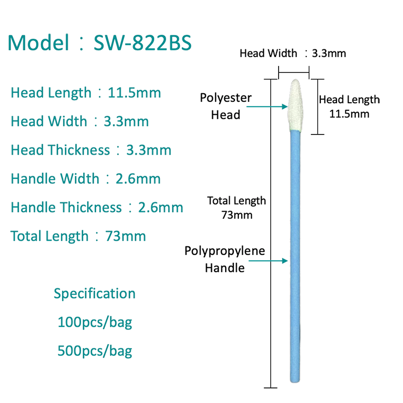 SW-822BS Pointed Tip Precision Polyester Swab